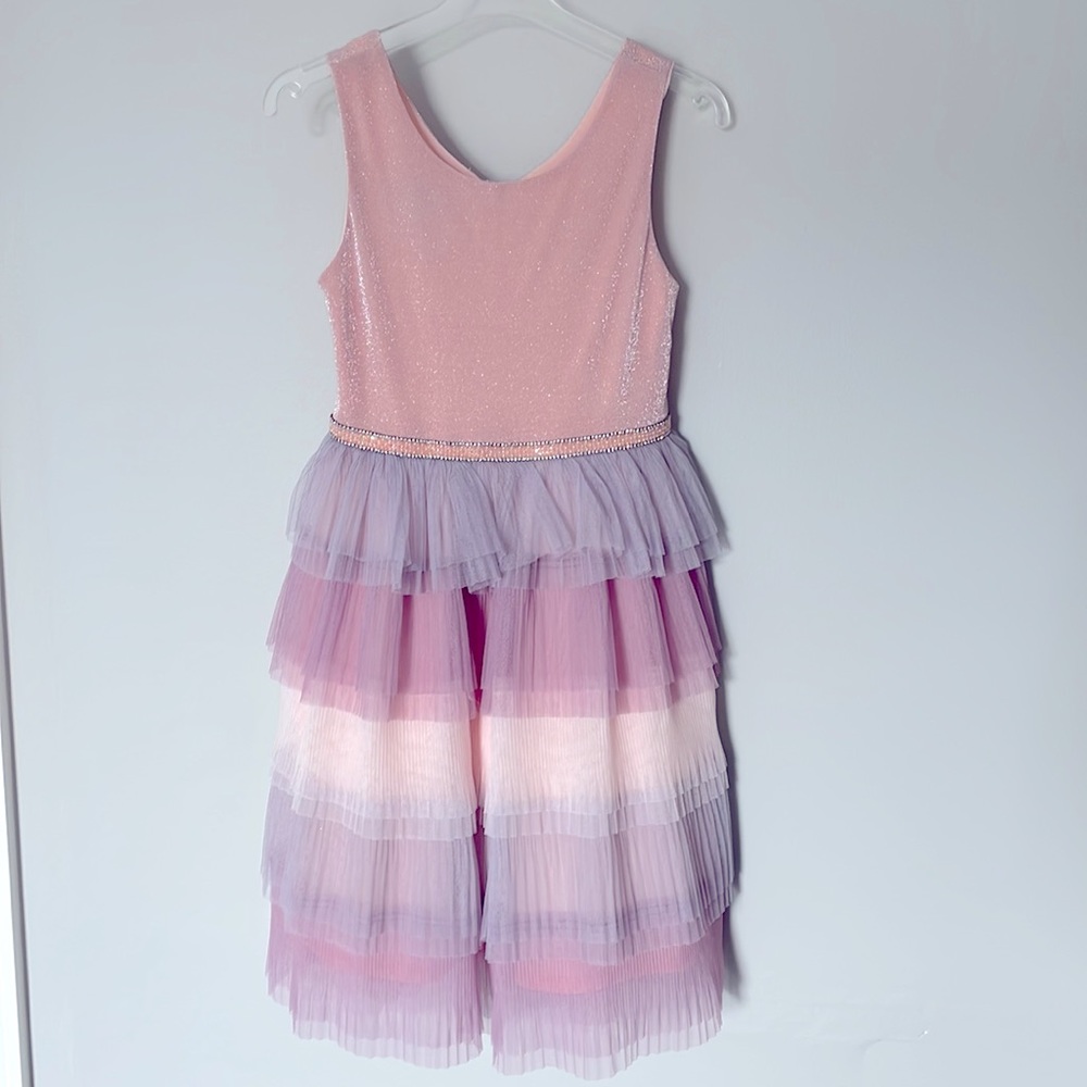Girls Pink and Lilac Party Dress Size 7